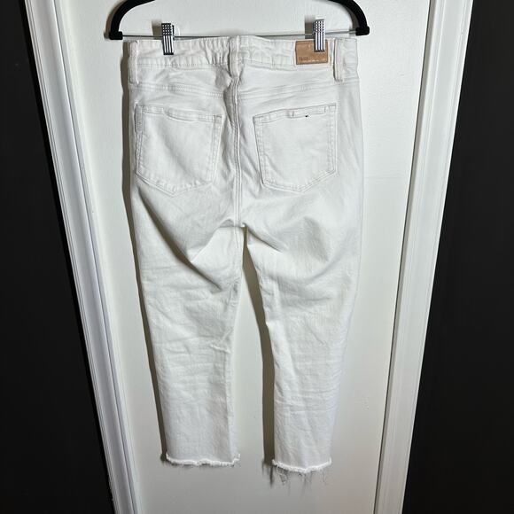 Paige White Denim Colette Crop Flare Raw Hem Jeans Size 29 - Picture 5 of 10